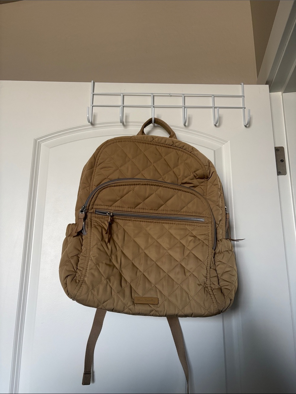 Vera Bradley Women's Performance Twill Quilted Campus Backpack Meadowlark Tan
